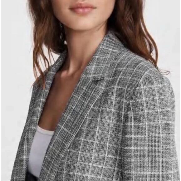 RAG & BONE Ames Desconstructed Check Tweed Relaxed Blazer Gray Sz S {3L44} - Picture 2 of 7
